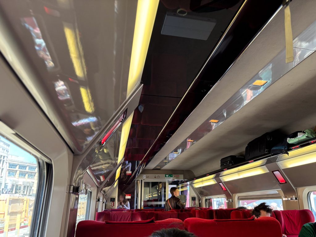 Interior view of the Eurostar train.
